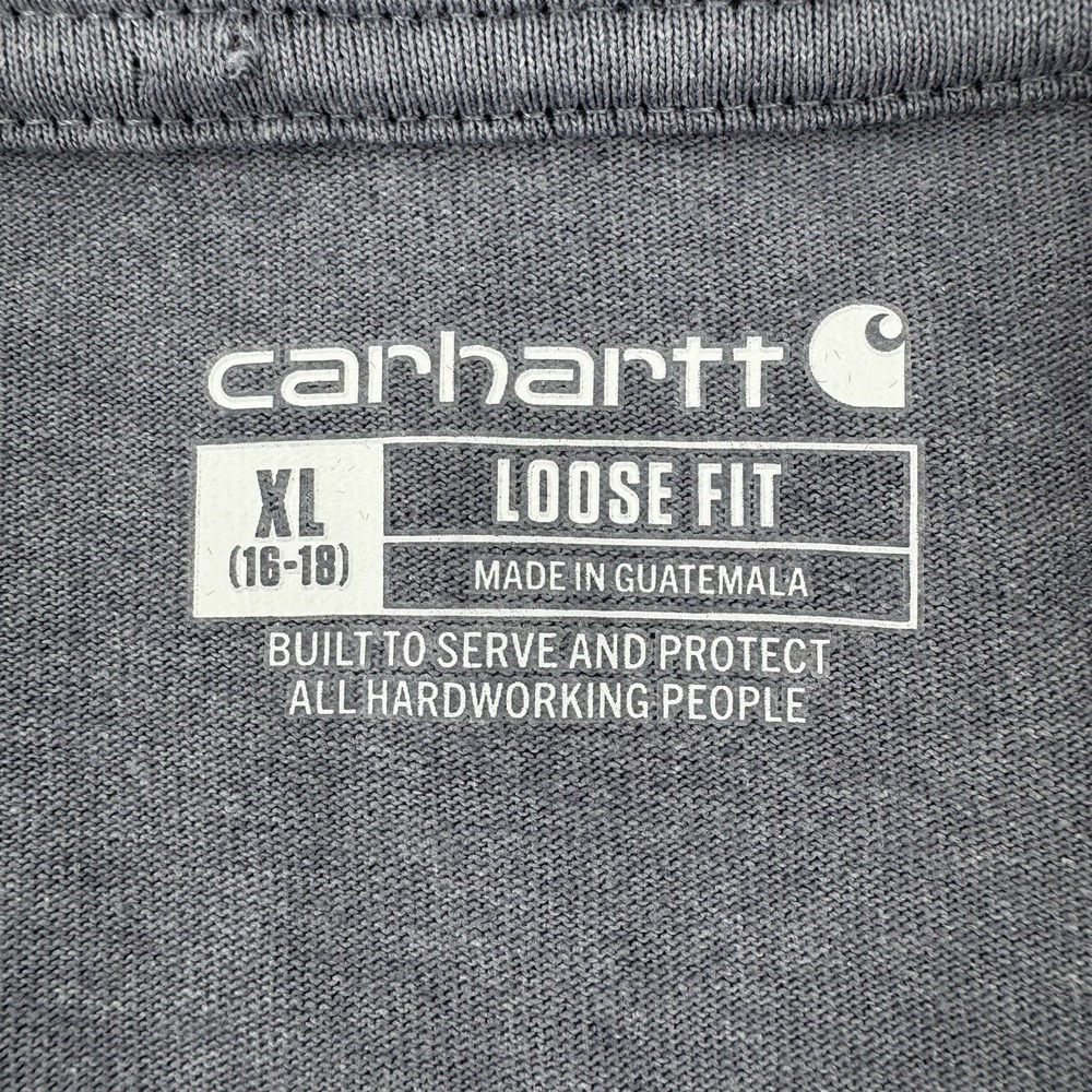 Carhartt Men T-Shirt XL Loose Fit Lt. Purple Pocket Logo Short Sleeve Work Shirt - Picture 5 of 8